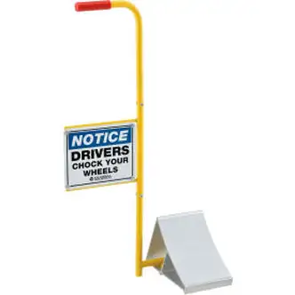 Global Industrial Aluminum Wheel Chock with Safety Sign & Handle