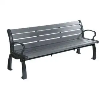 Global Industrial Heritage 6' Recycled Plastic Bench, Gray Bench/Black Frame