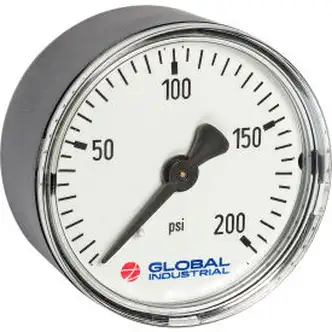 Global Industrial 2" Pressure Gauge, 60 PSI/KPA, 1/4" NPT CBM, Plastic