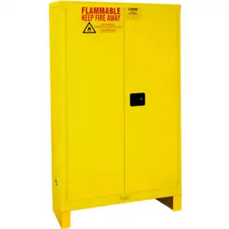 Global Industrial Flammable Cabinet W/Legs, Manual Close Double Door, 45 Gal., 43"Wx18"Dx69"H