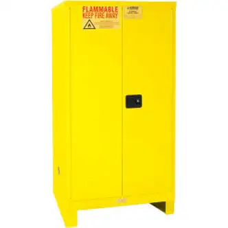 Global Industrial Flammable Cabinet W/Legs, Manual Close Double Door, 60 Gal., 34"Wx34"Dx69"H