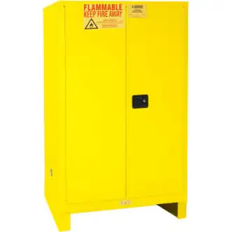 Global Industrial Flammable Cabinet W/Legs, Manual Close Double Door, 90 Gal., 43"Wx34"Dx69"H