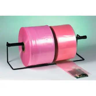 Global Industrial Anti Static Poly Tubing, 15"W x 1075'L, 4 Mil, Pink, 1 Roll