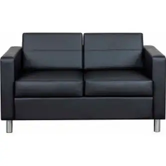 Interion Antimicrobial Upholstered Leather Loveseat, Black