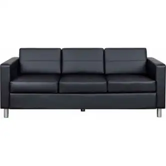 Interion Antimicrobial Upholstered Leather Sofa, Black