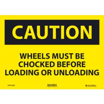 Global Industrial Caution Wheels Must Be Chocked Before, 10x14, Aluminum