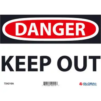 Global Industrial Danger Keep Out, 7x10, Aluminum