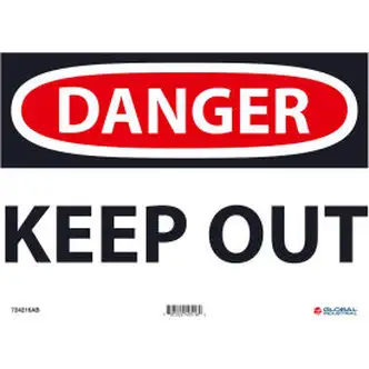 Global Industrial Danger Keep Out, 10x14, Aluminum