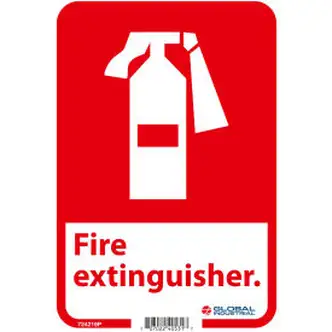 Global Industrial Fire Extinguisher Sign, 10x7, Pressure Sensitive Vinyl