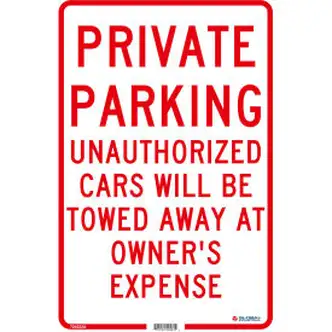 Global Industrial Private Parking Unauthorized Cars Will Be Towed.., 18x12, .040 Aluminum