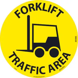 Global Industrial "Forklift Traffic Area" Floor Sign, 17" Dia.