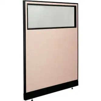 Interion Office Partition Panel with Partial Window & Raceway, 48-1/4"W x 64"H, Tan