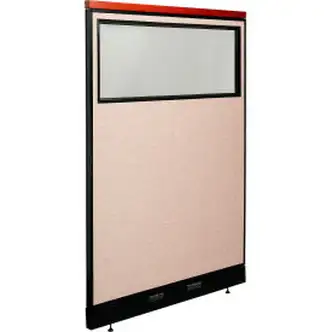 Interion Deluxe Electric Office Partition Panel with Partial Window, 48-1/4"W x 77-1/2"H, Tan