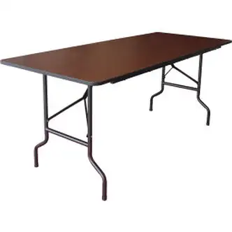 Interion Folding Wood Table, 72"W x 30"L, Mahogany