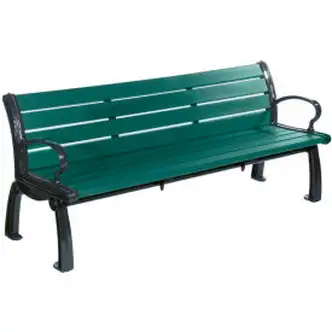 Global Industrial Heritage 6' Recycled Plastic Bench, Green Bench/Black Frame