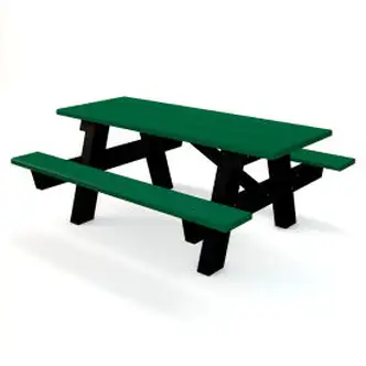 Global Industrial 6' A Frame Rectangular Picnic Table, Recycled Plastic, Green