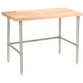 Global Industrial 60 x 30 Maple Butcher Block Square Edge Workbench with SS Legs