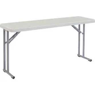 Interion Plastic Folding Seminar Table, 18" x 60", White