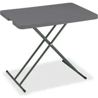 Interion Adjustable Height Plastic Folding Table, 20" x 30", Charcoal