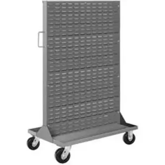 Global Industrial Portable Bin & Shelf Cart W/ 2 Louvered Panels, 36"L x 24"W x 61"H, Blue