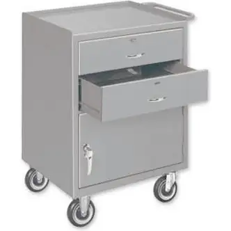 Global Industrial Mobile Drawer Bench W/ Cabinet & 2 Drawers, Steel Casters, 24"W x 20"D, Gray