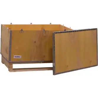 Global Industrial 4 Panel Hinged Shipping Crate w/Lid & Pallet, 35-1/4"L x 21-1/4"W x 16-1/2"H