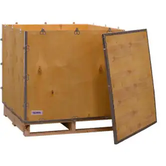 Global Industrial 4 Panel Hinged Shipping Crate w/ Lid & Pallet, 35"L x 35"W x 31"H