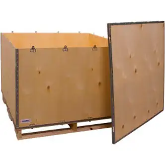 Global Industrial 6 Panel Shipping Crate w/ Lid & Pallet, 47-1/4"L x 44-1/4"W x 29-1/2"H