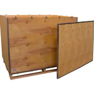 Global Industrial 6 Panel Shipping Crate w/ Lid & Pallet, 57-1/4"L x 41-1/4"W x 40-1/2"H