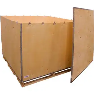 Global Industrial 6 Panel Shipping Crate w/ Lid & Pallet, 60"L x 60"W x 48"H