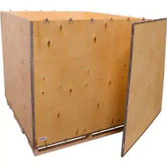 Global Industrial 6 Panel Shipping Crate w/ Lid & Pallet, 59-1/4"L x 59-1/4"W x 54-1/2"H