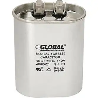 Global Industrial B461387, 40 +/- 5 MFD, 440V, Run Capacitor, Oval