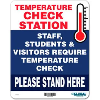 Global Industrial Temperature Check Station Sign, 8"W x 10"H,  Plastic 