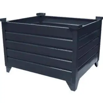 Global Industrial Stackable Steel Container 42"Lx42"Wx24"H, Black