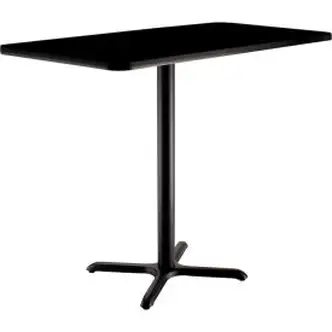 Interion Counter Height Restaurant Table, 48"L x 30"W x 36"H, Black