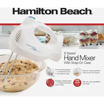 Hamilton Beach 6-Speed White Hand Mixer