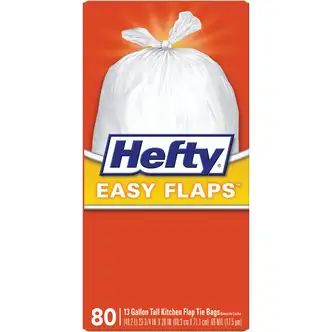Hefty Easy Flaps 13 Gal. Tall Kitchen White Trash Bag (80-Count)