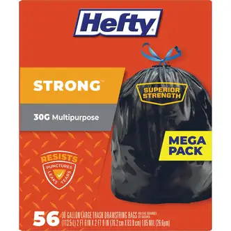 Hefty Strong 30 Gal. Large Black Trash Bag (56-Count)