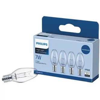 Philips 7W Clear Candelabra C7 Incandescent Night Light Bulb (4-Pack)