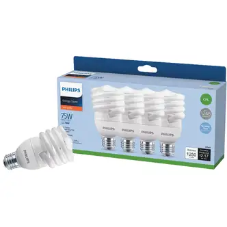 Philips Energy Saver 75W Equivalent Soft White Medium Base T2 Spiral CFL Light Bulb (4-Pack)