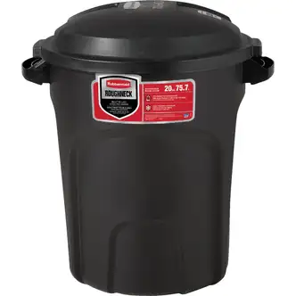 Rubbermaid Roughneck 20 Gal. Black NonWheeled Vented Trash Can with Lid