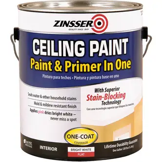 Zinsser Latex Paint & Primer In One Stainblock Flat Ceiling Paint, Bright White, 1 Gal.