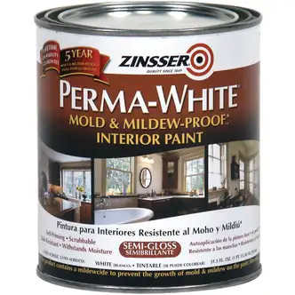 Zinsser Perma-White White-Tintable Semi-Gloss Quart Mildew Paint