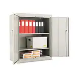 Assembled 42" High Heavy-Duty Welded Storage Cabinet, Two Adjustable Shelves, 36w x 18d, Light Gray