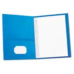 Two-Pocket Portfolios with Tang Fasteners, 0.5" Capacity, 11 x 8.5, Light Blue, 25/Box