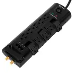 Surge Protector, 10 AC Outlets, 6 ft Cord, 2,880 J, Black