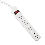 Power Strip, 6 Outlets, 6 ft Cord, Ivory