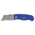 Sheffield Folding Lockback Knife, 1 Utility Blade, 2" Blade, 3.5" Aluminum Handle, Blue