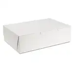 White One-Piece Non-Window Bakery Boxes, 1/4-Sheet Cake Box, 14 x 10 x 4, White, Paper, 100/Carton