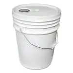 Utility Bucket with Lid, 5 gal, Polyethylene, White, 11.25" dia